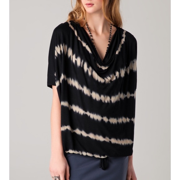 YF&B Black & Tan Tie Dye Tropical Stripe Swing Top Size Size XS - Picture 7 of 7